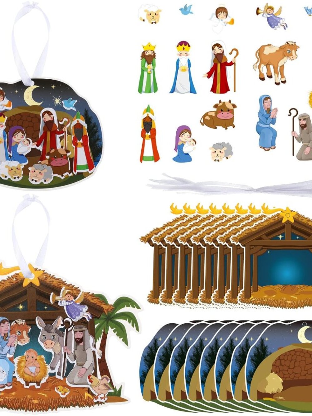 32 Sets Religious Crafts Nativity Stickers Make a Nativity Scene Sticker Ornamen